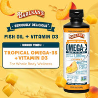 Thumbnail for Image 3 of Barlean's Mango Peach Omega-3 Fish Oil, Vitamin D, 32oz