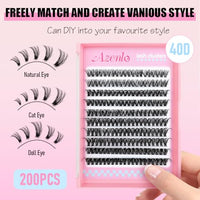 Thumbnail for Image 3 of Azenlo Natural Lash Clusters Kit Wispy Eyelash Clusters 120 pcs Cluster Eyelash Extensions C Curl Individual Lashes 10-16 mm Mix Length Natural Look (40D KIT 120 Pcs)