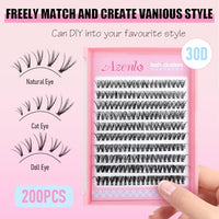 Thumbnail for Image 3 of Azenlo Natural Lash Clusters Kit Wispy Eyelash Clusters 120 pcs Cluster Eyelash Extensions C Curl Individual Lashes 10-16 mm Mix Length Natural Looks (30D KIT 120 Pcs)
