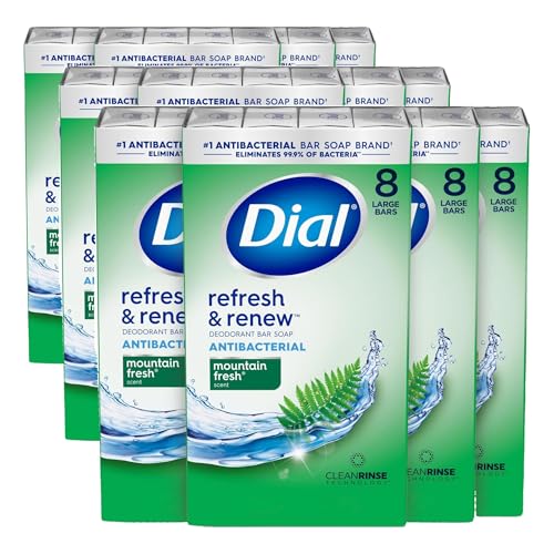 Image 1 of Default Title for the product Dial Antibacterial Bar Soap, Refresh & Renew, Mountain Fresh, 4 oz, 32 Bars (Pack of 3)