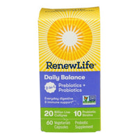 Thumbnail for Renew Life Daily Balance Probiotic And Prebiotic 60 Capsules