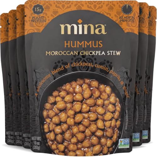 Image 1 of Default Title for the product Mina Hummus Moroccan Chickpea Stew, 15g Plant Protein, Ready in Minutes, Vegan Friendly, Gluten Free, Kosher & Non-GMO, 10 Ounce (Pack of 6)