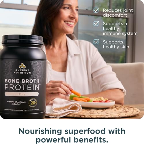 Image 5 of Ancient Nutrition Grass Fed Bone Broth Protein Powder, Pure