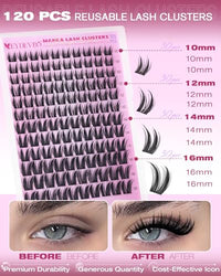 Thumbnail for Image 4 of EYDEVRO Bunny Lash Clusters Manga Eyelash Clusters Wet Look Fairy Wispy Cluster Eyelash Extensions Anime Cluster Lashes 120 Pcs 10-16mm C Curl DIY Lash Extensions