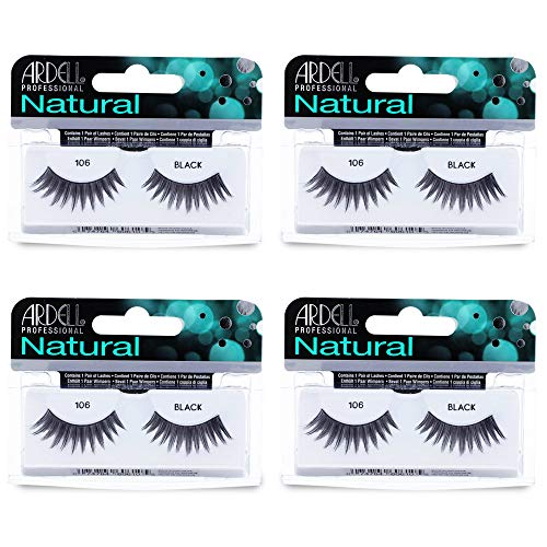 Image 1 of Default Title for the product Ardell False Eyelashes 106 - Black, Lightweight Strip Lashes Natural Volume & Length for Everyday Wear, 4 Pack