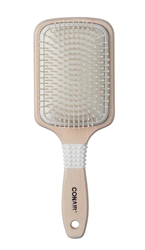 Image 1 of Default Title for the product Conair Paddle Hair Brush, Ceramic Wood, with Nylon Bristles, Off White