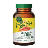 Thumbnail for Image 2 of 60 for the product MegaFood Skin, Nails & Hair 2, with Biotin, Vitamin A, C & Zinc, 90 Tablets