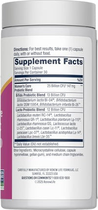 Thumbnail for Image 2 of Renew Life Women's Probiotic 25 Billion CFU | 30 Vegetarian Capsules