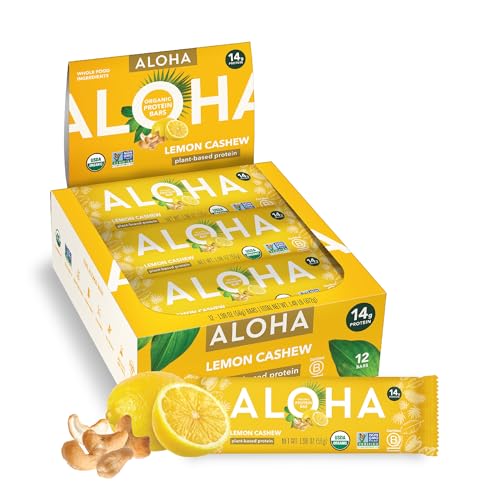 Image 1 of Default Title for the product ALOHA Organic Plant Based Protein Bars - Lemon Cashew - 12-Count