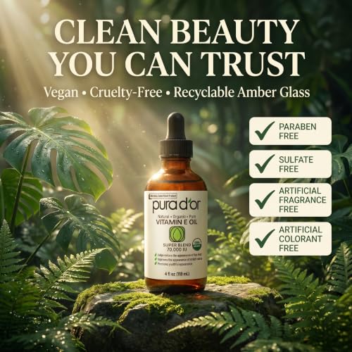 Image 2 of PURA D'OR ORGANIC Vitamin E Oil 70,000 IU for Face, Ayurvedic Skin Care 4oz