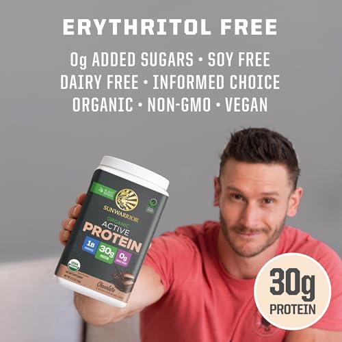 Image 5 of Sunwarrior Active Vegan Protein + Recovery Minerals, Chocolate, 20 Servings