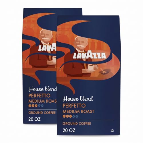 Image 1 of Default Title for the product Lavazza Perfetto Ground Coffee Blend, Dark Roast, Caramel Flavor, 20 Ounce Pack of 2