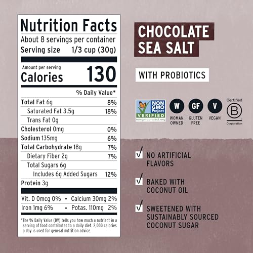 Image 2 of Purely Elizabeth Chocolate Sea Salt Ancient Grain Granola with Probiotics Gluten-Free 8 Ounce Pack of 3
