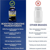 Thumbnail for Image 6 of BodyTech Creatine Monohydrate Capsules, Micronized, 2250 MG, 300 Capsules