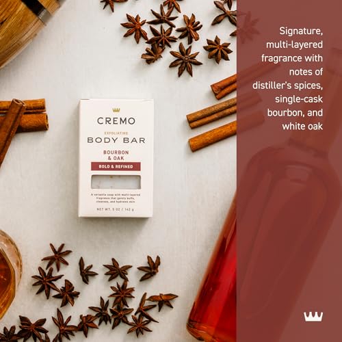 Image 2 of Cremo Exfoliating Body Bar for Men, Bourbon & Oak Scent, 5 Ounce Pack of 12