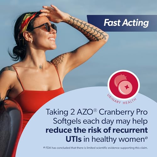 Image 6 of AZO Cranberry Pro Urinary Tract Health Supplement 600mg PACRAN, 1 Serving, Sugar Free, Non-GMO 100 Softgels Pack of 2