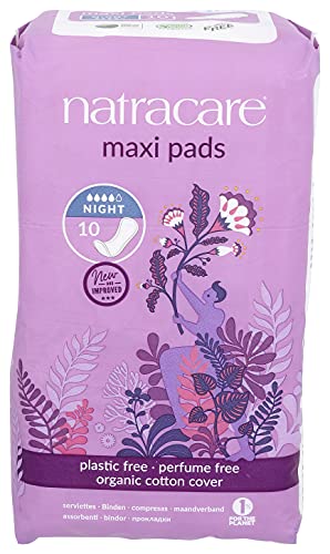 Image 1 of Default Title for the product natracare Natural Traditional Style Night Time Maxi Pads, Individually Wrapped, Without Wings in Plant-Based Bag (1 Pack, 10 Pads Total)