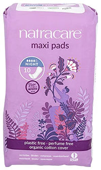 Thumbnail for Image 1 of Default Title for the product natracare Natural Traditional Style Night Time Maxi Pads, Individually Wrapped, Without Wings in Plant-Based Bag (1 Pack, 10 Pads Total)