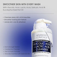 Thumbnail for Image 2 of Advanced Clinicals Exfoliating Glycolic Acid & Salicylic Acid Face Wash + Hydrating Vitamin C Facial Cleanser 2pc AM/PM Skin Care Set For Women & Men
