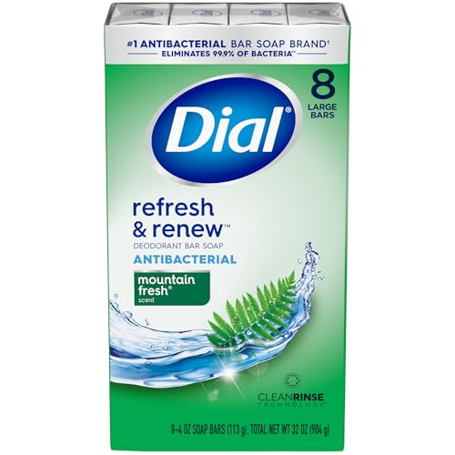 Image 1 of Default Title for the product Dial Antibacterial Bar Soap, Refresh & Renew, Mountain Fresh, 4 oz, 8 Bars