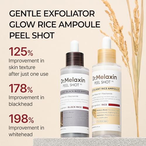 Image 2 of Dr.Melaxin Peel Shot Glow Rice Peeling Ampoule Duo Daily Soft Exfoliating Face and Body Scrub