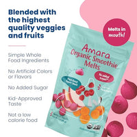 Thumbnail for Image 6 of Amara Smoothie Melts - Carrot Raspberry - Baby Snacks Made With Fruits and Vegetables - Healthy Toddler Snacks For Your Kids Lunch Box - Organic Plant Based Yogurt Melts - 6 Resealable Bags