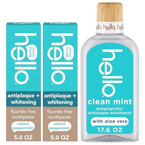 Image 1 of 1 Count (Pack of 1) for the product hello Antiplaque Whitening Toothpaste and Clean Mint Mouthwash Bundle Pack