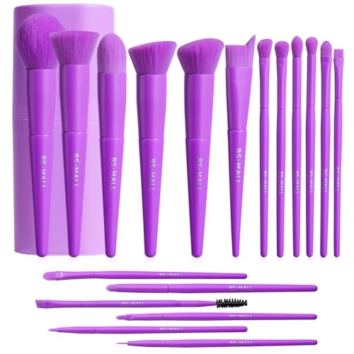 Image 3 of Purple for the product BS-MALL Makeup Brush Set 18 Pcs Professional Synthetic Brushes with Case