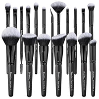 Thumbnail for Image 1 of Black for the product Bueart Design 19Pcs Ultra Soft Black Labeled Dense Hair Makeup Brushes Set