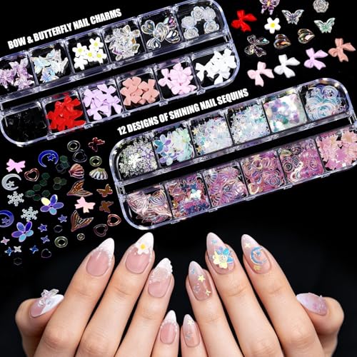 Image 6 of Teenitor Acrylic Nail Kit With Chrome Powder, Almond Tips, Art Brushes, Charms, 3D Gel, Tools, Stand - Beginner Set