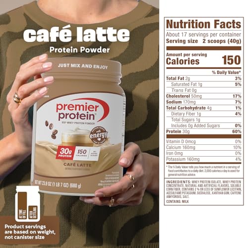 Image 5 of Premier Protein 30g High Protein Powder, 100% Whey, Café Latte, 17 Servings