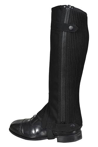 Image 3 of Black / Medium(C14xH16)in for the product Equestrian Riding Unisex Half Chaps Amara Adult | Synthetic Leather Zip-Up Pair | Accurate Size Chart in Images.