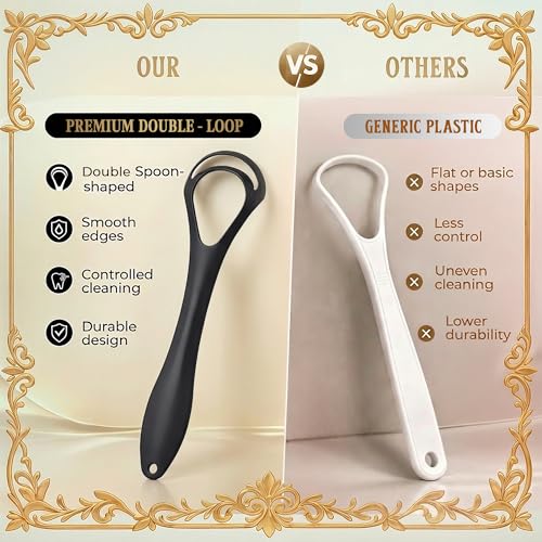 Image 7 of MasterMedi Black Tongue Scraper with Cases (Spoon Shape, 2 Pack)