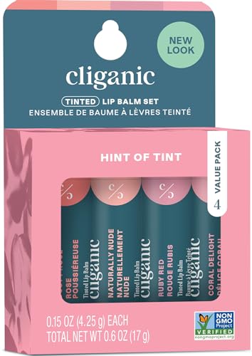 Image 1 of 0.6 Ounce (Pack of 1) for the product Cliganic Organic Lip Balm Set, 4 Flavors, 100% Natural for Dry Cracked Lips