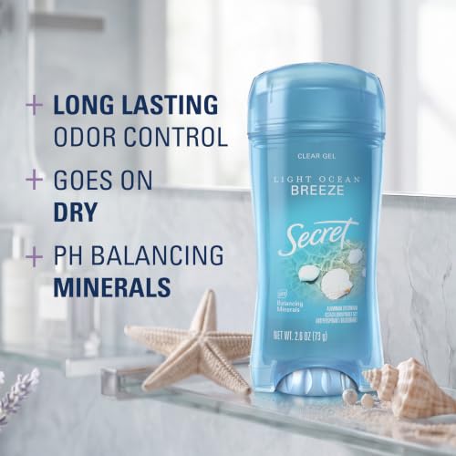 Image 2 of Secret Antiperspirant Deodorant for Women, Light Ocean Breeze Scent, 2.6 oz
