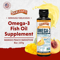 Thumbnail for Image 2 of Barlean's Mango Peach Omega-3 Fish Oil, Vitamin D, 8oz