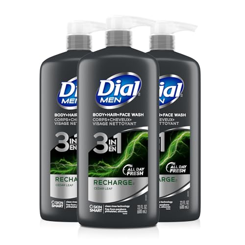 Image 1 of Recharge / 23 Fl Oz (Pack of 3) for the product Dial Men 3-in-1 Body, Hair and Face Wash
