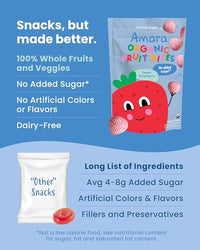Thumbnail for Image 6 of Amara Organic Fruit Bites Sweet Strawberry - No Added Sugar, Dairy-Free, Nut-Free Healthy Fruit Snacks, Made with Organic Whole Foods, Allergy-Friendly Healthy Fruit Snacks for Kids - 21g 6PK