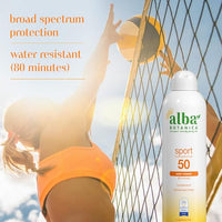 Thumbnail for Image 5 of Alba Botanica Sport Sunscreen Spray for Face and Body, SPF 50, 5 fl oz Bottle (Pack of 2)