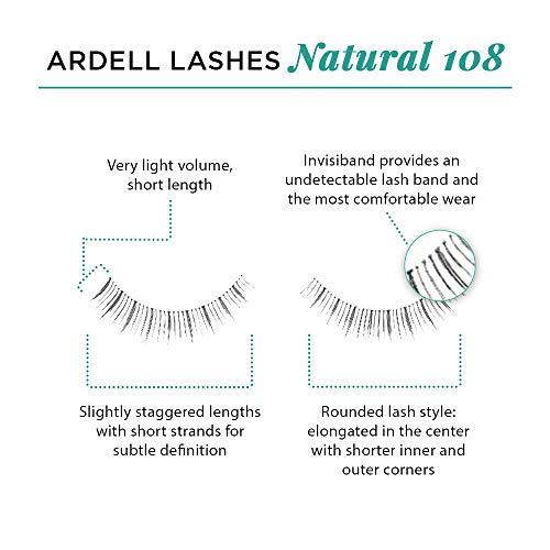 Image 4 of Ardell False Eyelashes 108 - Black, Lightweight, Reusable Strip Lashes, 4 Pack
