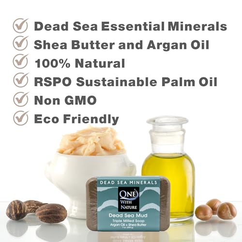 Image 4 of One With Nature Dead Sea Soap Variety 7oz 3Pk-Mud, Charcoal, Dead Sea Salt