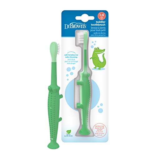 Image 5 of 1 Count (Pack of 1) / Green Crocodile for the product Dr. Brown's Toddler Toothbrush