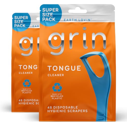 Image 2 of 48 Count (Pack of 2) for the product Grin Tongue Cleaner, 48 Count, Disposable Tongue Cleaner
