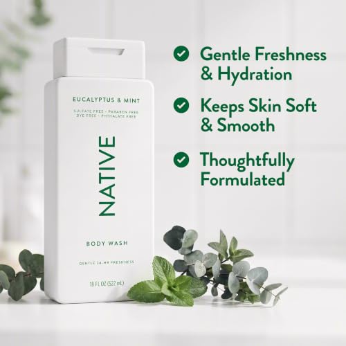 Image 2 of Native Clean Body Wash for Women & Men, Eucalyptus & Mint, 18 fl oz