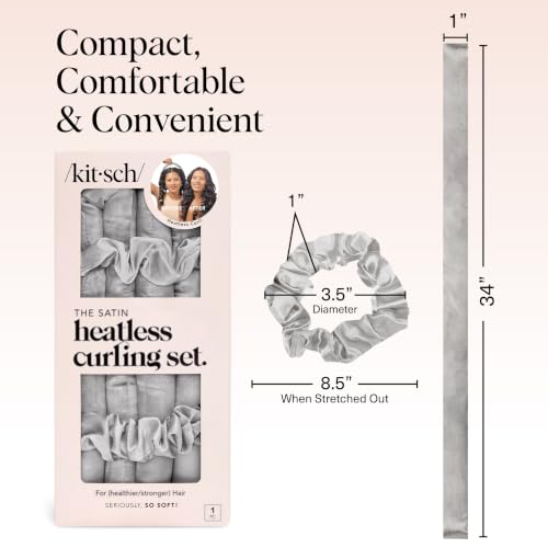 Image 5 of Kitsch Satin Heatless Curls Overnight Set - Silver