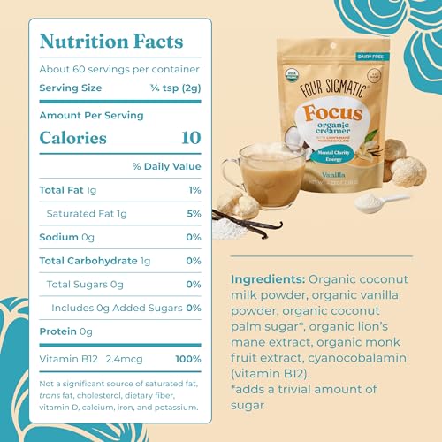 Image 2 of Four Sigmatic Focus Vanilla Coffee Creamer 4.23 oz Pack of 2