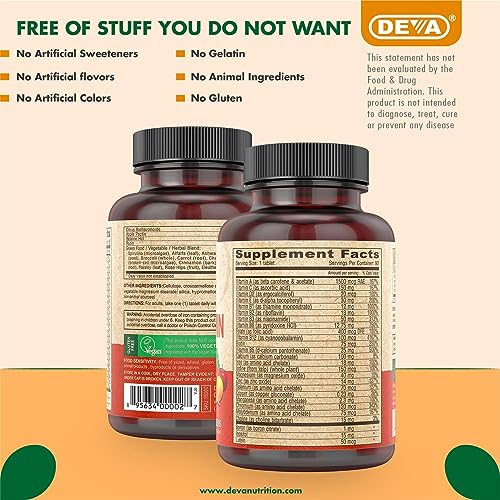 Image 7 of DEVA Vegan Multivitamin & Mineral Supplement with Iron 2-Pack, 90 Coated Tablets Each