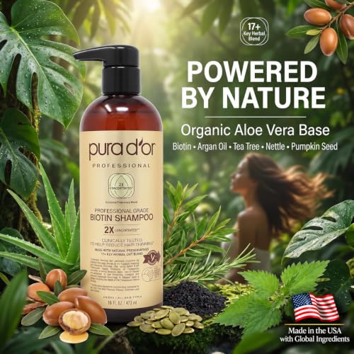 Image 3 of PURA D'OR Clinically Formulated Biotin Shampoo for Thinning Hair, 16oz