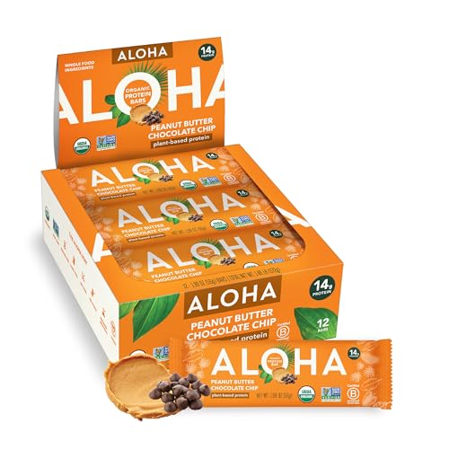 Image 1 of Default Title for the product ALOHA Organic Plant Based Protein Bar | Peanut Butter Chocolate Chip, 12 Ct