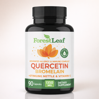 Thumbnail for ForestLeaf Quercetin with Bromelain 1350mg - Blend with Vitamin C & Stinging Nettle Supplement, Quercetin 500mg Capsules, Non-GMO Gluten Free, Natural Function, 90 Veggie Caps